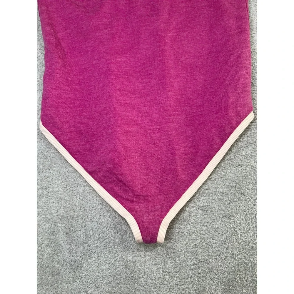 Free People Intimately Pink Varsity‎ V-Neck Bodysuit Sleeveless XS Small Preppy